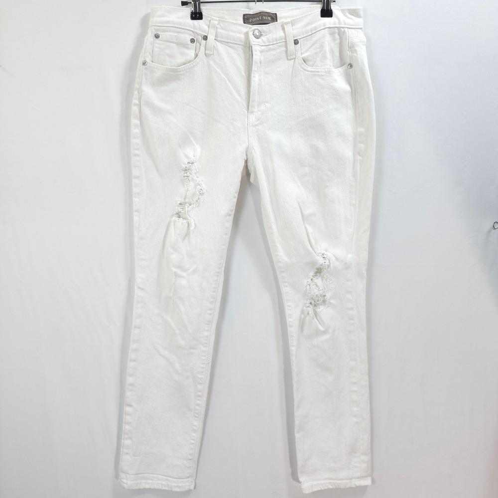 Point Sur Jeans Distressed White High Rise Denim Women 29‎ Coastal Aesthetic